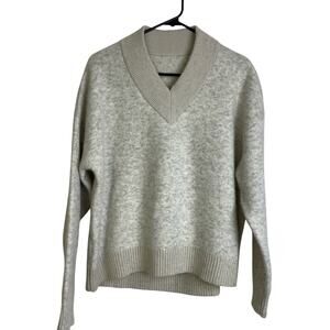 Lululemon Alpaca Wool Sweater Gray Womens Pullover V Neck Long Sleeve Knit Cozy